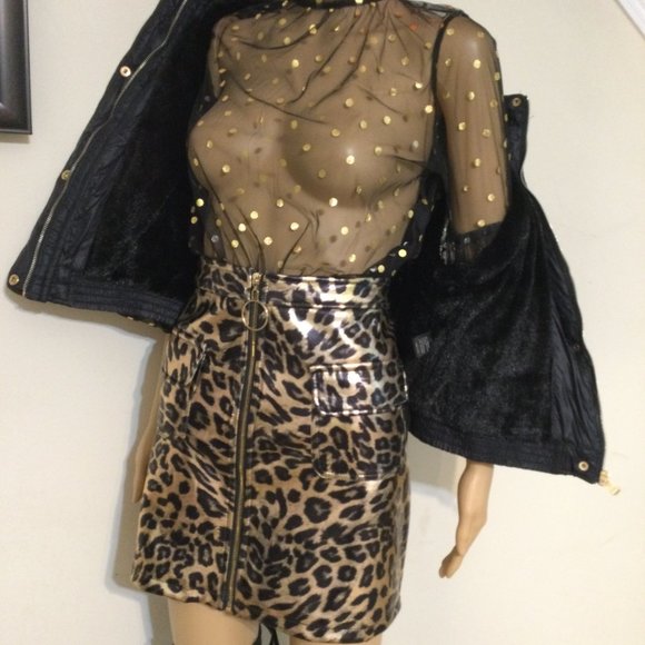 ANIMAL PRINT FAUX LEATHER MINI SKIRT - Picture 5 of 7